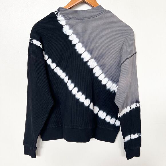 NEW Spades Women’s Dip Dye Long Drop Shoulder Sleeve Tee Shirt in Black / Grey - Picture 3 of 7